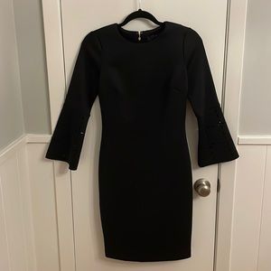 NWT Size 2 Black Donna Karan New York Woman’s Bell Sleeve Dress w/ Fancy CutOuts